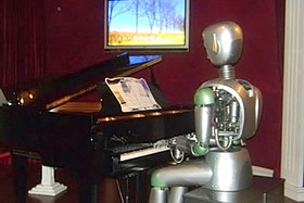 A robot plays Beethoven at the Shanghai Science and Technology Museum.