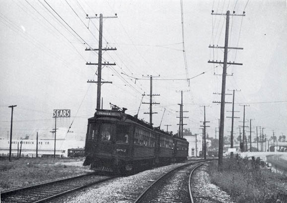 Train Leaves Vineyard with Sears in background