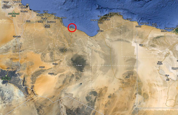 Map showing Sirte, Libya 