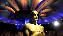 An Oscars statue stands at the preview for Governors Ball